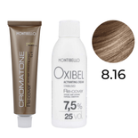 Zestaw Montibello Re-Cover Farba 8.16 beżowe latte + woda 25 Vol. 7,5% 60 ml