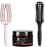 Zestaw szczotek Olivia Garden FingerBrush Combo Medium + Fingerbrush Round 36 mm + maska Hair Expert 12w1 230 ml