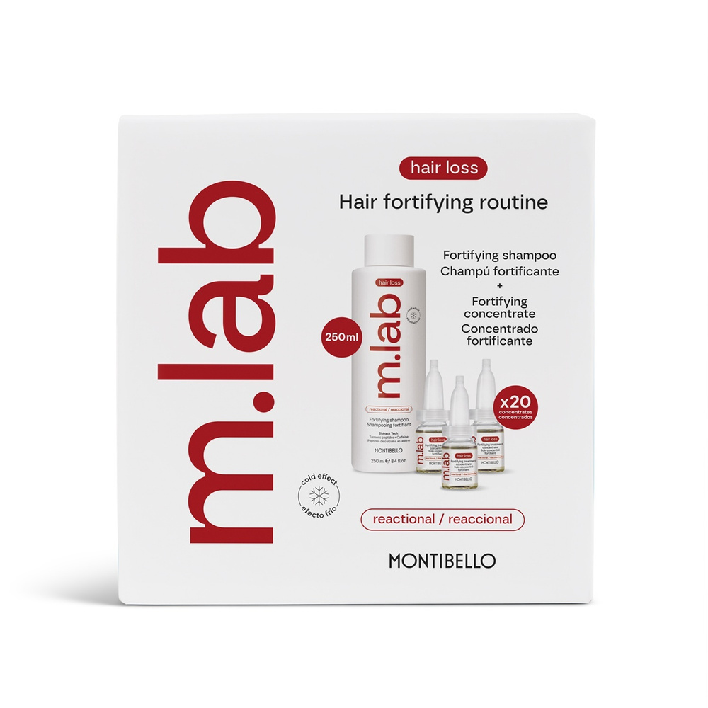 Montibello Zestaw Montibello m.lab Growth Reactional przeciw reaktywnemu wypadaniu włosów szampon 250ml + kuracja 20x7ml