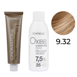 Zestaw Montibello Re-Cover Farba 9.32 chłodne złoto + woda 25 Vol. 7,5% 60 ml