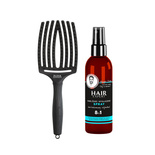 Szczotka Olivia Garden Fingerbrush Combo Large Full Black  duża + Spray Hair Expert nawilżenie i wygładzenie 8w1 do włosów 140 ml