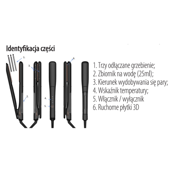 Prostownica z jonizacją FORMA D-namic Steam parowa 90 x 24 mm