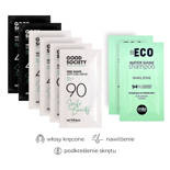 Zestaw próbek kosmetyków nawilżających do włosów suchych i zniszczonych podkreślający skręt