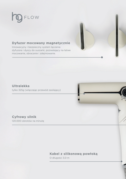 Suszarka Hairgoals Italia HG Flow2 z jonizacją i podczerwienią do włosów czarny 1300 W
