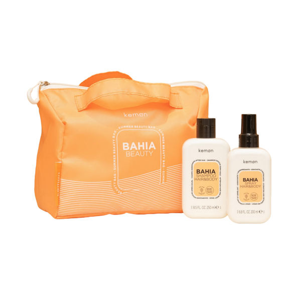 Zestaw Kemon Hair Care Bahia chłodzący do włosów i ciała po opalaniu szampon 250 ml + spray bez spłukiwania 200 ml + kosmetyczka
