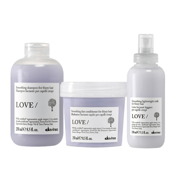 Zestaw Davines Essential Haircare LOVE wygładzający szampon 250ml + odżywka 250ml + krem 150ml