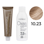 Zestaw Montibello Re-Cover Farba 10.23 jasny beż + woda 25 Vol. 7,5% 60 ml