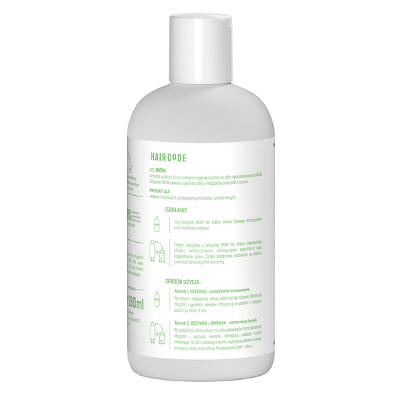 Zestaw Hair Code WOW nabłyszczający do włosów odżywka 280 ml + ampułki 4 x 5 ml