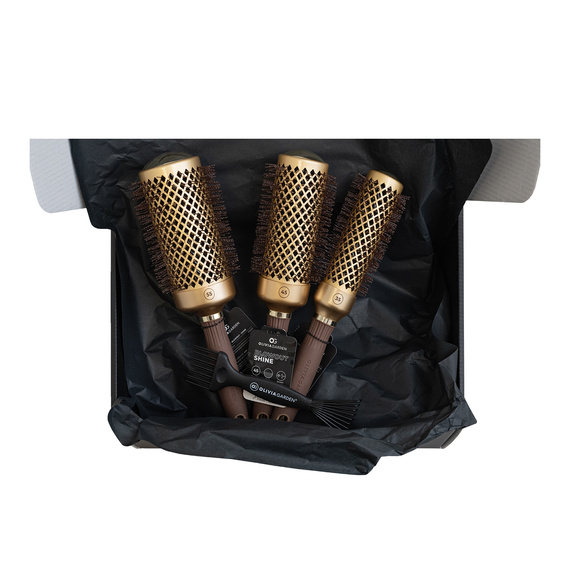 Zestaw szczotek Olivia Garden Expert Blowout Black & Gold do modelowania włosów