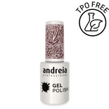 Lakier hybrydowy Andreia Professional Gel Polish BA4 złoto różowy z brokatem 10,5 ml