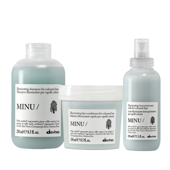 Zestaw Davines Essential Haircare MINU do włosów farbowanych szampon 250ml + odżywka 250ml + serum 150ml