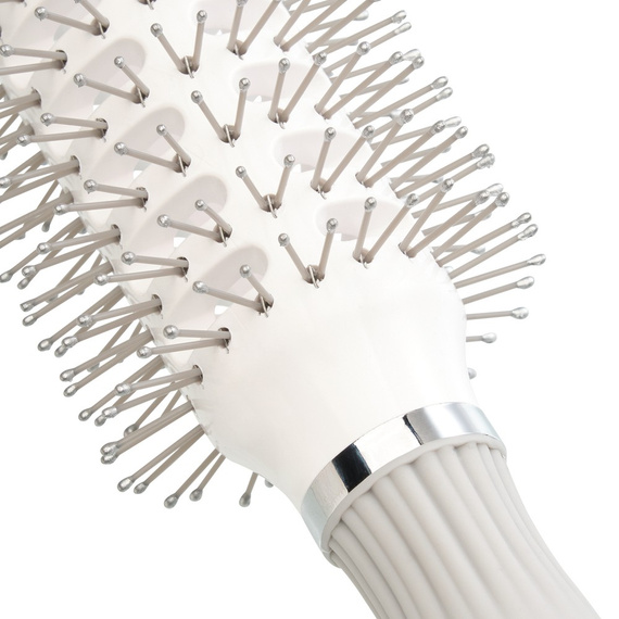 Szczotka Olivia Garden Expert Blowout Vent z podwójnym włosiem do modelowania i suszenia włosów biało szara 30 mm