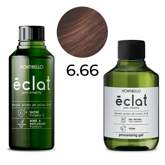 Zestaw Montibello Éclat Farba 6.66 intensywny kasztanowy ciemny blond 60 ml + emulsja aktywująca 1,5 % 120 ml