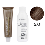 Zestaw Montibello Re-Cover Farba 5.0 naturalny jasny brąz + woda 25 Vol. 7,5% 60 ml