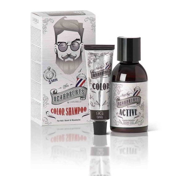 Beardburys Color Shampoo 9G szampon koloryzujący do włosów szary 30 ml + aktywator 45 ml