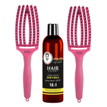 Zestaw 2 szczotek Olivia Garden FingerBrush Combo Medium Hot Pink do rozczesywania włosów + odżywka Hair Expert 12w1 kolor i połysk 280 ml