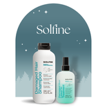 Zestaw Solfine Care Damaged Hair: Szampon 350 ml + Kuracja bez spłukiwania 250 ml