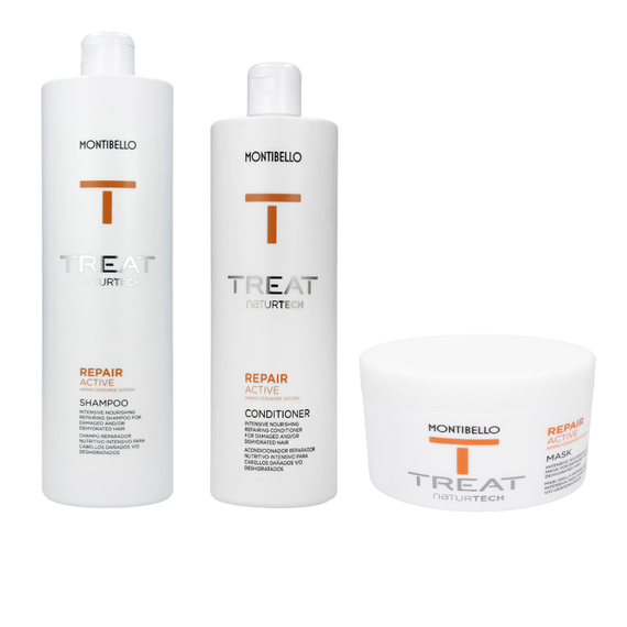 MONTIBELLO ZESTAW TREAT NATURTECH REPAIR ACTIVE: szampon 1000 ml + odżywka 750 ml + maska 500 ml