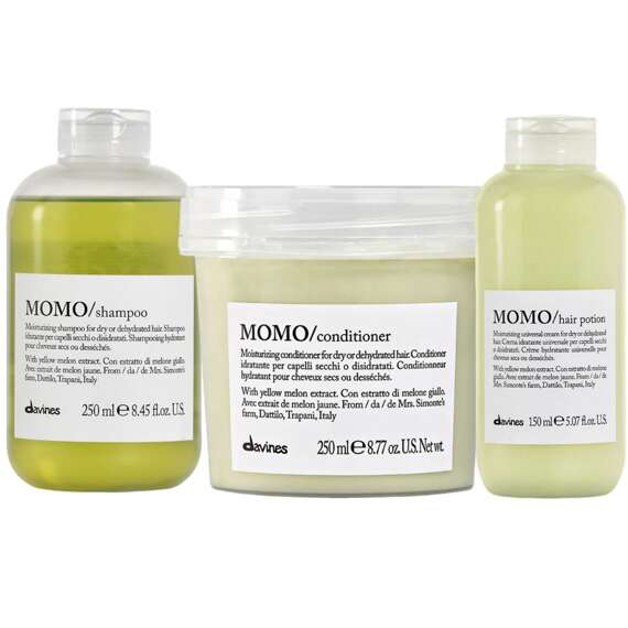 Szampon + odżywka + krem Davines Essential Haircare MOMO nawilżające 250ml + 250ml + 150ml