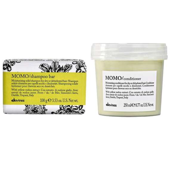 Szampon w kostce + odżywka Davines MOMO intensywnie nawilżające 100g + 250ml