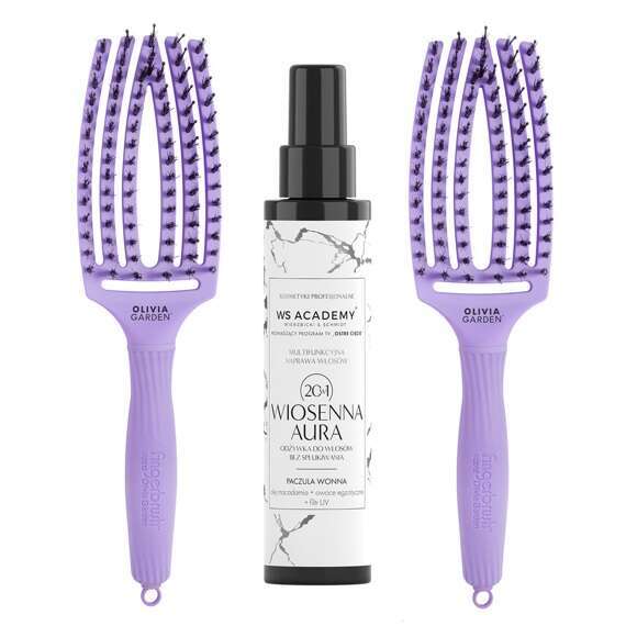 Zestaw 2 szczotek Olivia Garden FingerBrush Combo M lawenda do rozczesywania włosów + odżywka WS Academy 20w1 150 ml