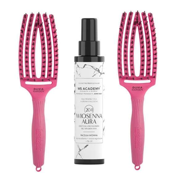 Zestaw 2 szczotek Olivia Garden FingerBrush Combo Medium Hot Pink do rozczesywania włosów + odżywka WS Academy 20w1 150 ml