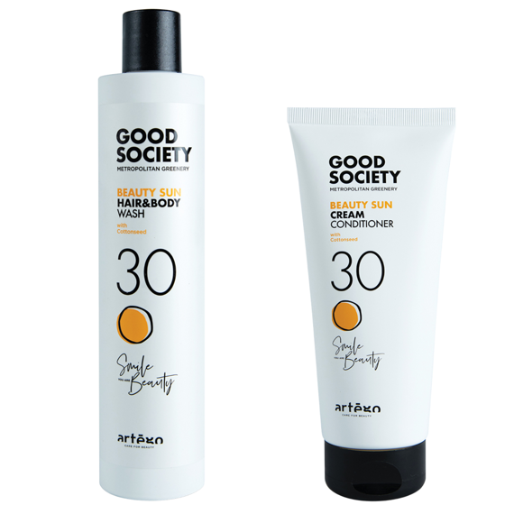 Zestaw Artego Good Society Beauty Sun 30 szampon micelarny 300 ml + odżywka dyscyplinująca do wszystkich rodzajów włosów 200 ml