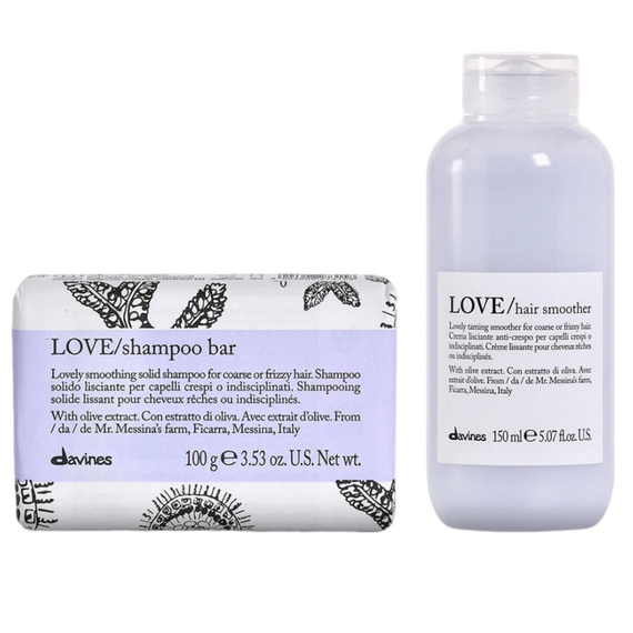 Zestaw Davines Love szampon w kostce + krem wygładzający