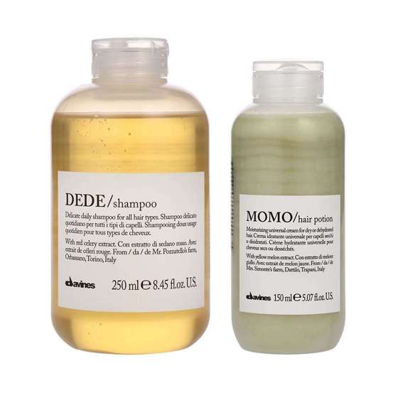 Zestaw Davines delikatny szampon Dede 250 ml + krem nawilżający Momo 150 ml