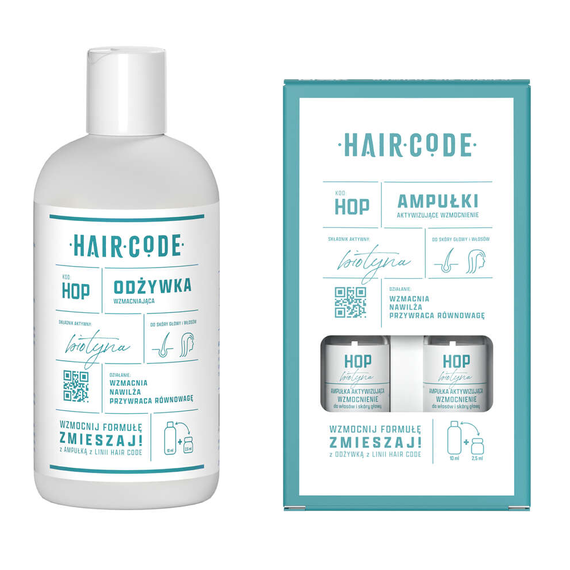 Zestaw Hair Code HOP wzmacniający do włosów odżywka 280 ml + ampułki 4 x 5 ml