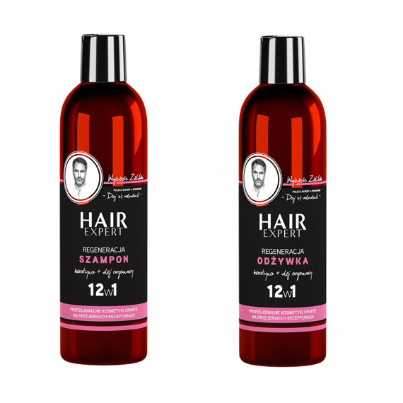 Zestaw Hair Expert 12 w 1 regeneracja szampon 280 ml + odżywka 280 ml z keratyną