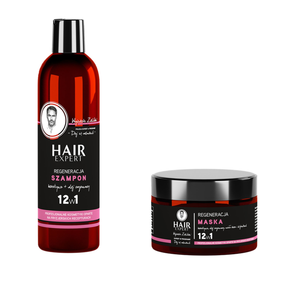 Zestaw Hair Expert 12 w 1 regeneracja z keratyną szampon 280 ml + maska 230 ml