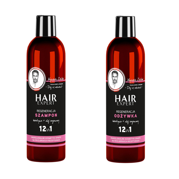 Zestaw Hair Expert 12 w 1 regeneracja z keratyną szampon 280 ml + odżywka 280 ml