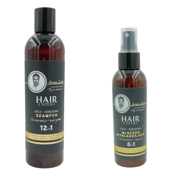 Zestaw Hair Expert Gold Odbudowa szampon 280 ml + mleczko 140 ml