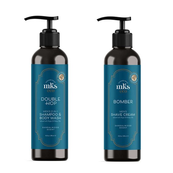 Zestaw MKS Eco szampon oczyszczający 2 w 1 296 ml + krem do golenia z olejem arganowym 296 ml