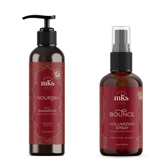 Zestaw MKS Eco szampon + spray z olejem arganowym nadający objętość do wszystkich rodzajów włosów