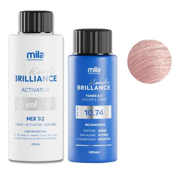 Zestaw Mila Pro Blonde Brilliance toner 10.74 Grand Canyon 60 ml + aktywator 1,5 % 5 vol 120 ml