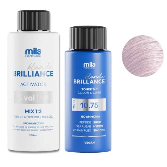 Zestaw Mila Pro Blonde Brilliance toner 10.75 Rose Water 60 ml + aktywator 1,5 % 5 vol 120 ml