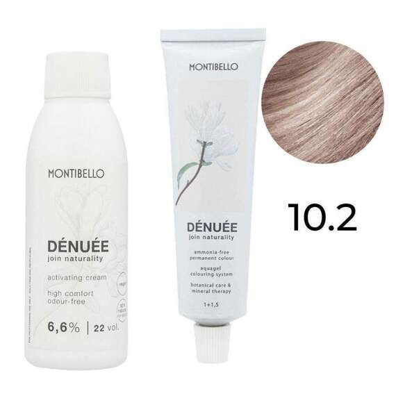 Zestaw Montibello Denuee farba 10.2 perłowy platynowy blond 60 ml + krem aktywujący 22VOL 6,6% 90 ml