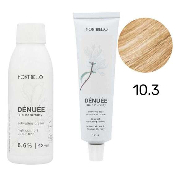 Zestaw Montibello Denuee farba 10.3 platynowy złoty blond 60 ml + krem aktywujący 22VOL 6,6% 90 ml