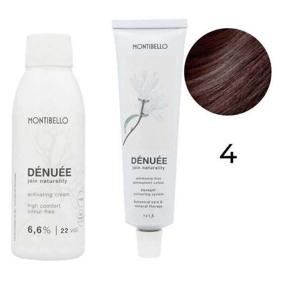 Zestaw Montibello Denuee farba 4 brąz 60 ml + krem aktywujący 22VOL 6,6% 90 ml