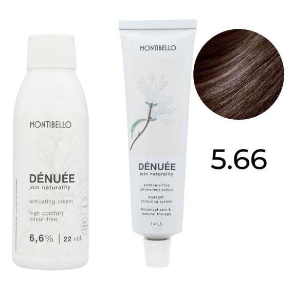 Zestaw Montibello Denuee farba 5.66 intensywny kasztanowy jasny brąz 60 ml + krem aktywujący 22VOL 6,6% 90 ml