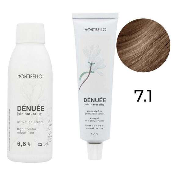 Zestaw Montibello Denuee farba 7.1 popielaty blond 60 ml + krem aktywujący 22VOL 6,6% 90 ml