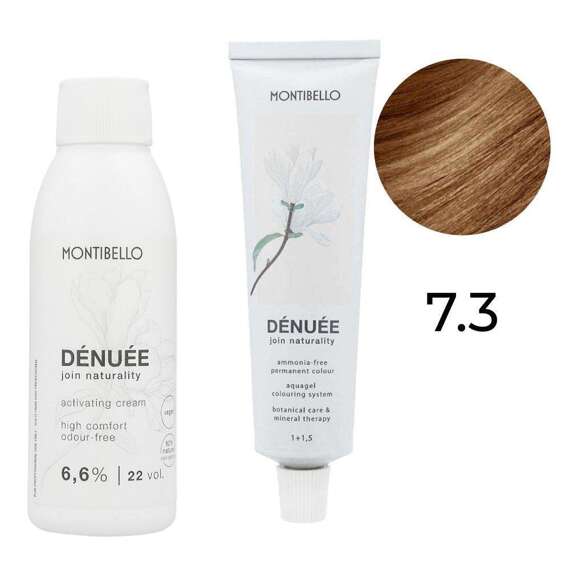 Zestaw Montibello Denuee farba 7.3 złoty blond 60 ml + krem aktywujący 22VOL 6,6% 90 ml