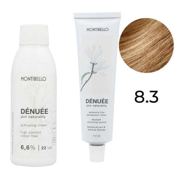 Zestaw Montibello Denuee farba 8.3 złoty jasny blond 60 ml + krem aktywujący 22VOL 6,6% 90 ml