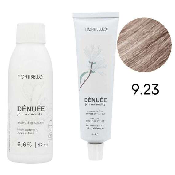 Zestaw Montibello Denuee farba 9.23 złoty perłowy bardzo jasny blond 60 ml + krem aktywujący 22VOL 6,6% 90 ml