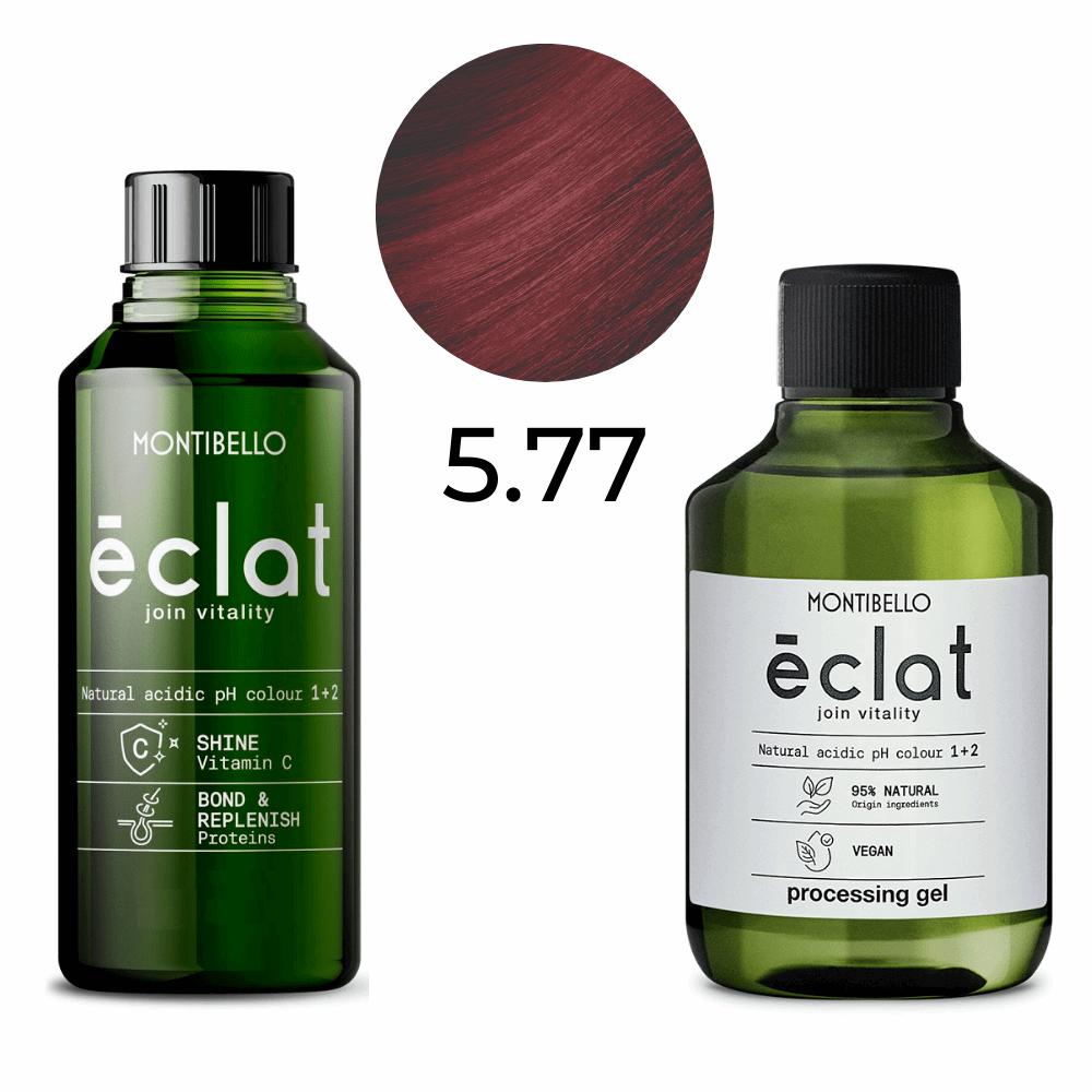 Zestaw Montibello Éclat Farba 5.77 intensywny czerwony jasny brąz 60 ml + emulsja aktywująca 1,5 % 120 ml