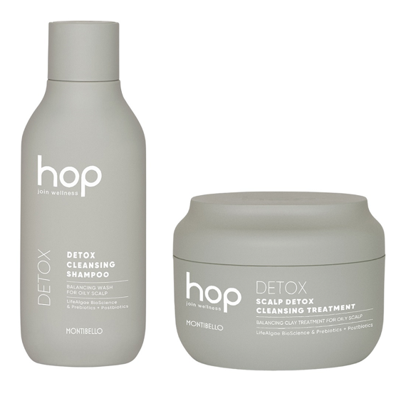 Zestaw Montibello HOP Detox oczyszczający do wszystkich rodzajów włosów szampon 300 ml + kuracja 200 ml