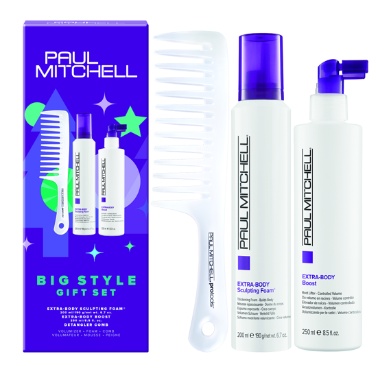 Zestaw Paul Mitchell Big Style zwiększający objętość włosów pianka 200ml + płyn 250ml + grzebień do rozczesywania włosów