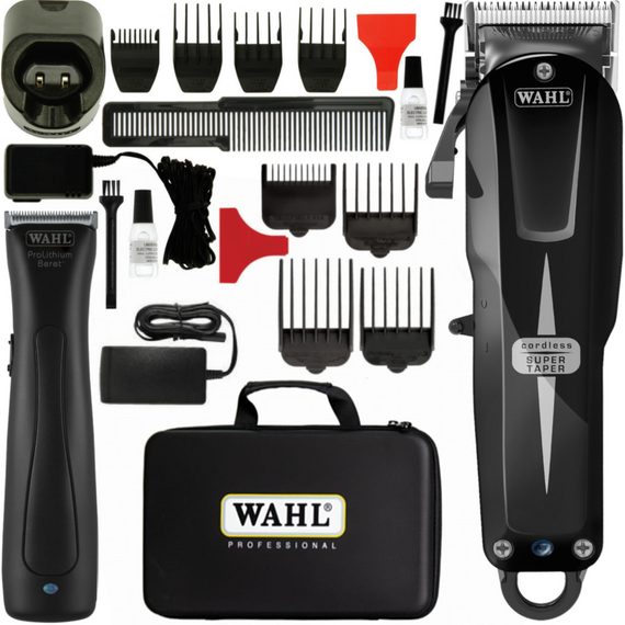 Zestaw Wahl Combo Set maszynka Super Taper Cordless Black + trymer Beret Black bezprzewodowy